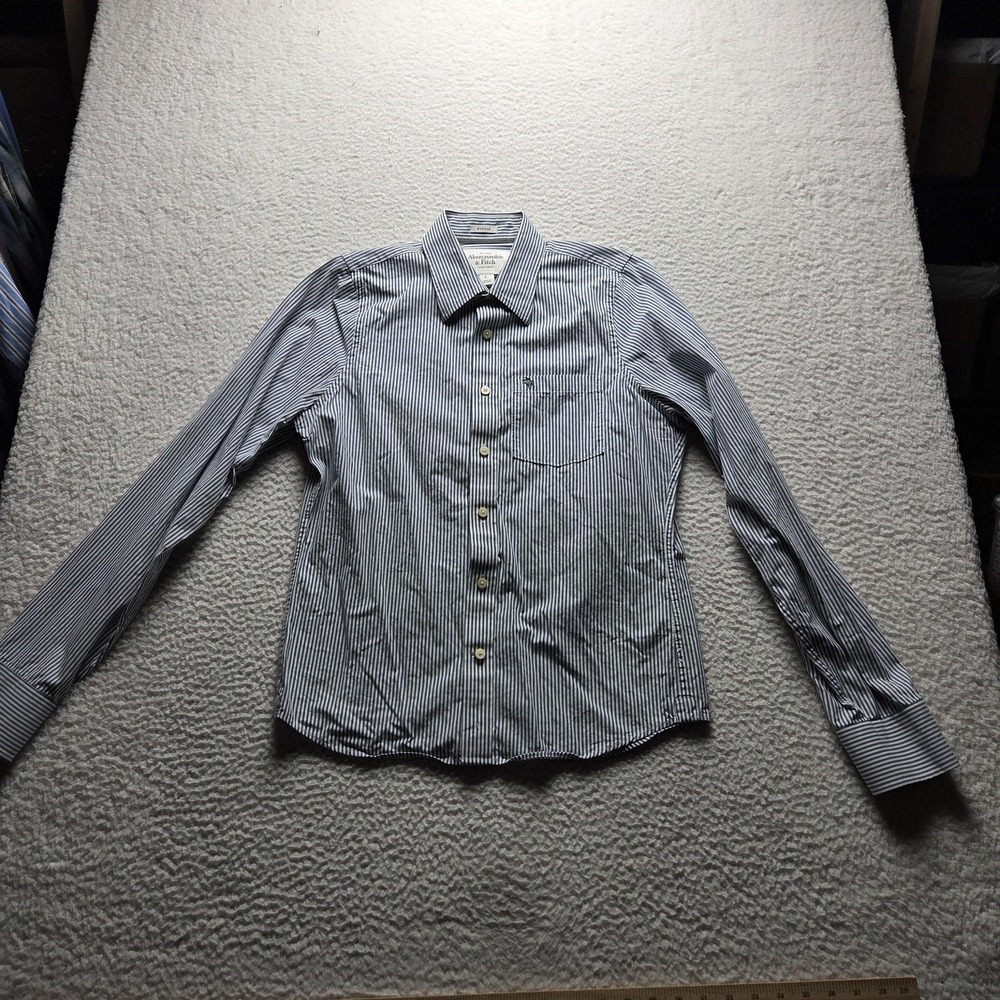 Abercrombie & Fitch Shirt Mens Large Blue Stripe Long Sleeve Button-Up Casual